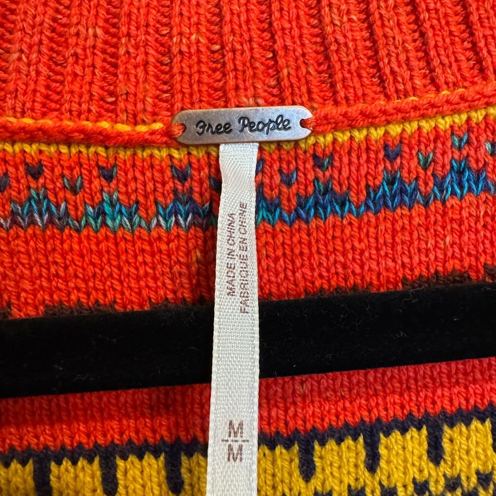 Free People Indie Burnt Orange Multicolor Knit Sweater Vest Concert Vibes - Picture 3 of 4